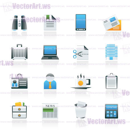 Business and office elements icons - vector icon set