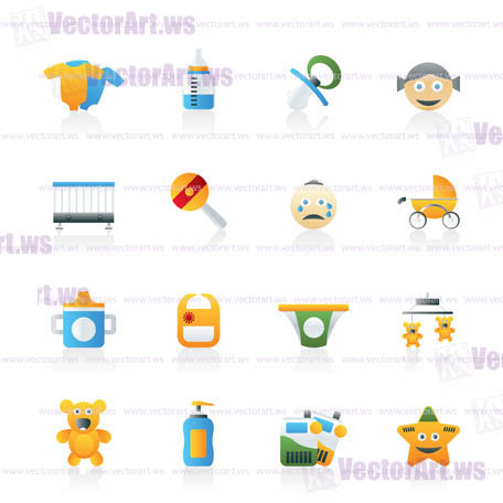 Baby, children and toys icons - vector icon set