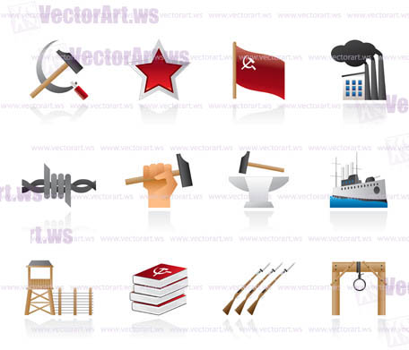 Communism, socialism and revolution icons - vector icon set