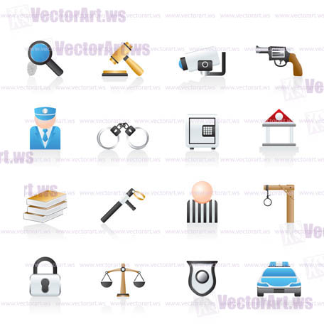 Law, Police and Crime icons - vector icon set