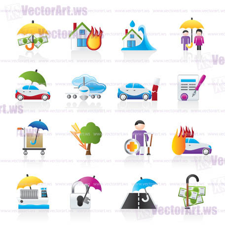 Insurance and risk icons - vector icon set