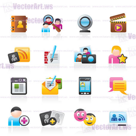 social networking and communication icons - vector icon set