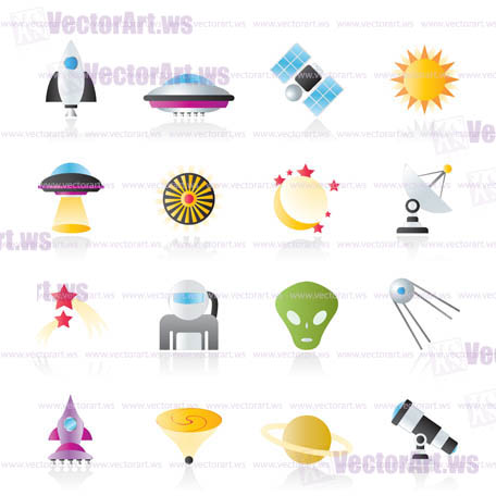 astronautics, space and universe icons - vector icon set