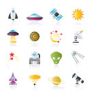 astronautics, space and universe icons - vector icon set