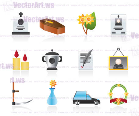 funeral and burial icons - vector icon set
