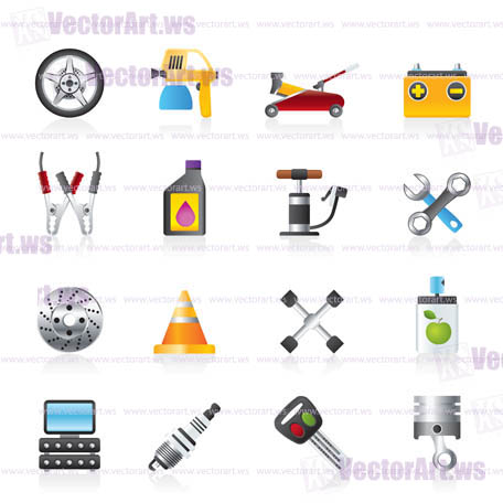 Transportation and car repair icons - vector icon set