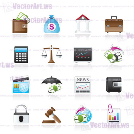 Business, finance and bank icons - vector icon set