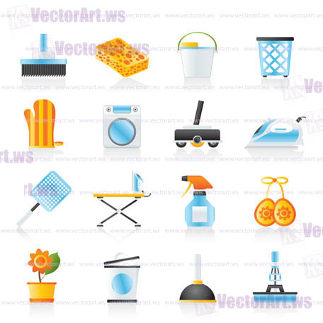 Household objects and tools icons - vector icon set