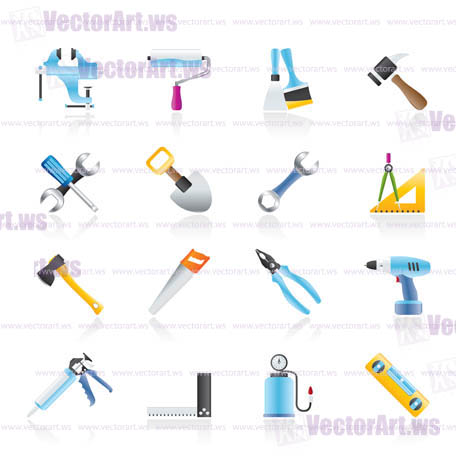 Building and Construction work tool icons - vector icon set