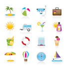 Vacation and holiday icons - vector icon set