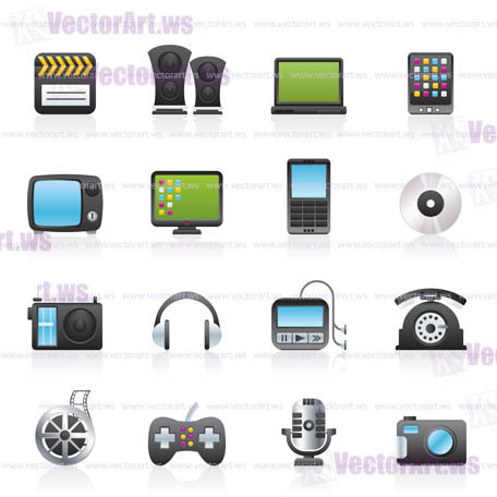 multimedia and technology icons - vector icon set