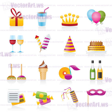 birthday and party icons - vector icon set