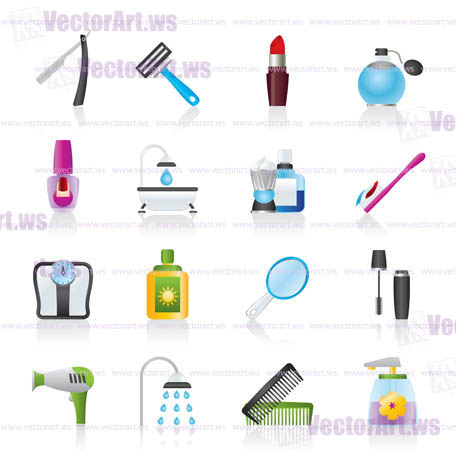 body care and cosmetics icons - vector icon set