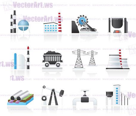 Heavy industry icons - vector icon set