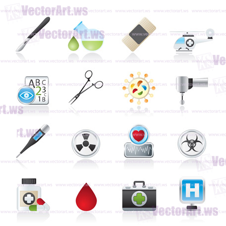 Medicine and hospital equipment icons - vector icon se