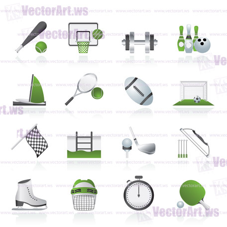 Sport objects icons - vector icon set