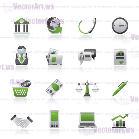 Business and office objects icons - vector icon set