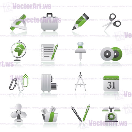 Business and office objects icons - vector icon set