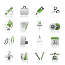 Business and office objects icons - vector icon set