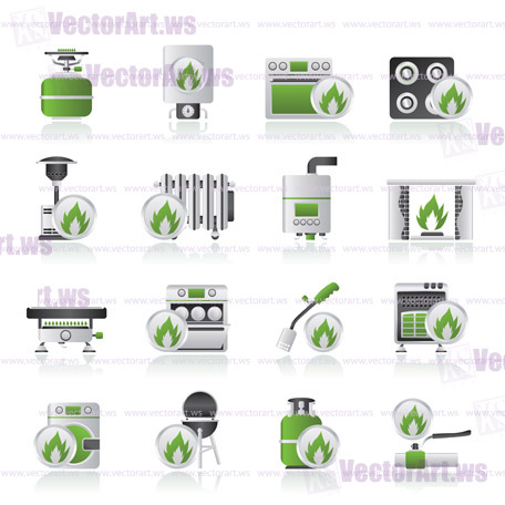 Household Gas Appliances icons - vector icon set