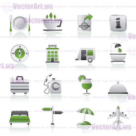 Traveling and vacation icons - vector icon set