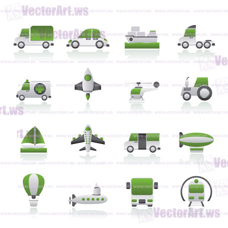 Different kind of transportation icons - vector icon set