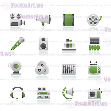 Audio and video icons - vector icon set