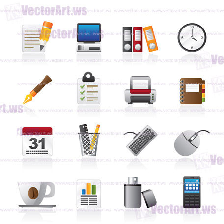 Business and office equipment icons - vector icon set