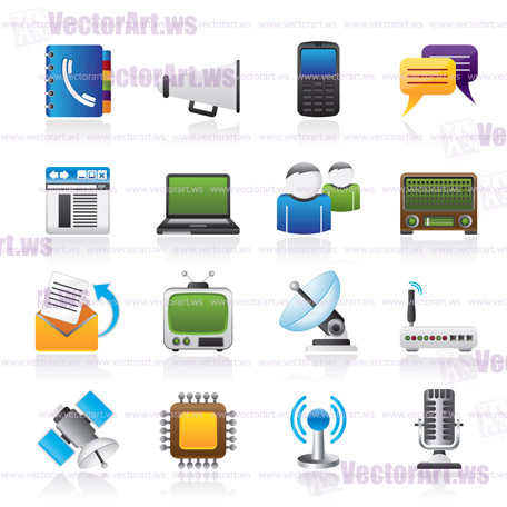 Communication, connection  and technology icons - vector icon set