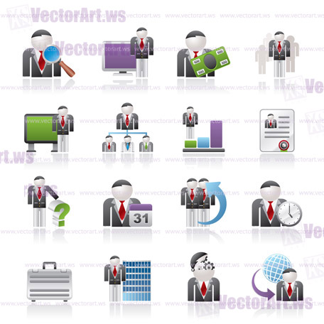 Business, management and hierarchy icons - vector icon set