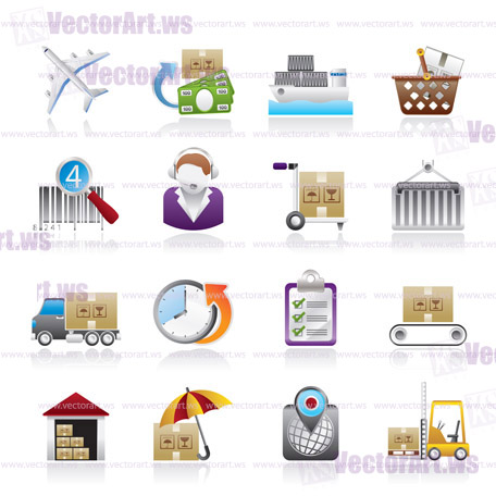 Cargo, logistic and shipping icons - vector icon set