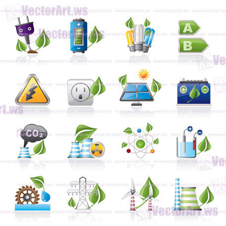 Green energy and environment icons - vector icon set