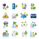 Green energy and environment icons - vector icon set