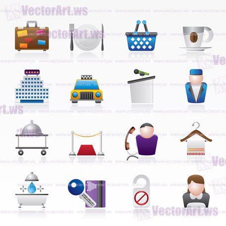 Hotel and motel services icons - vector icon set