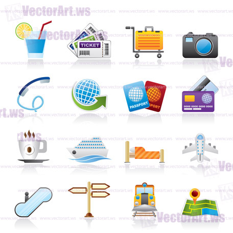 Travel and vacation icons - vector icon set