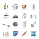 kitchen objects and accessories icons- vector icon set