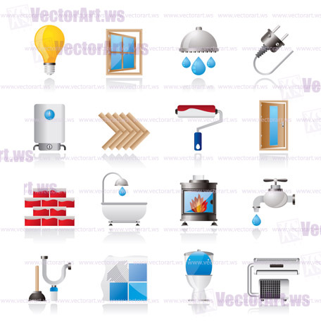 Construction and home renovation icons - vector icon set