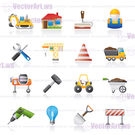 Building and construction icons - vector icon set