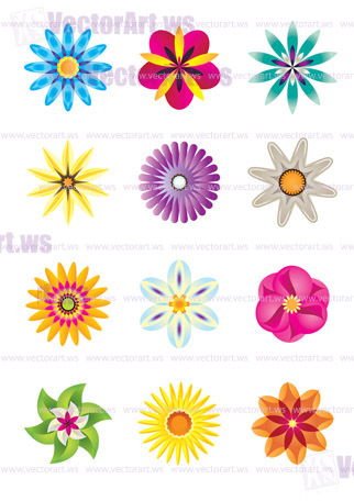 Abstract flower icons - vector illustration