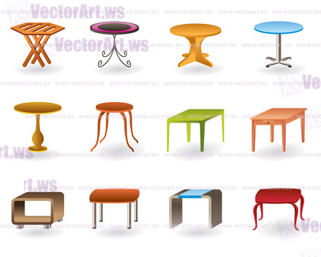 Office, interior and garden tables  - vector illustration