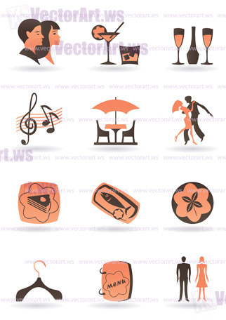 Confectionery, restaurant and club icons - vector illustration