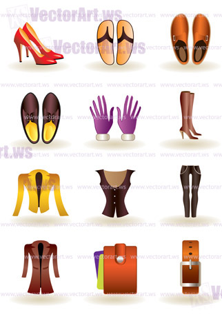 Clothing and footwear of leather - vector illustration