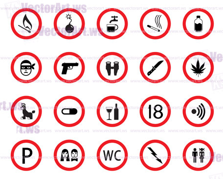 Prohibitive and mandatory public signs - vector illustration