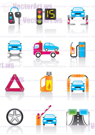 Car service, auto assistance and auto accessories - vector illustration