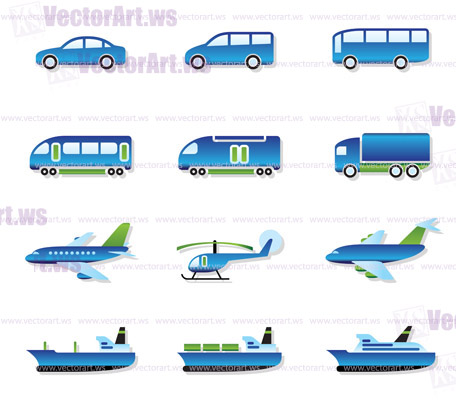 Road, air, rail and water transport - vector illustration