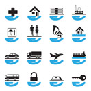 Diverse insurance icons set - vector illustration