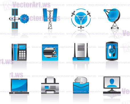 Communication and media icons set - vector illustration