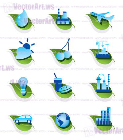 Diverse ecological icons set - vector illustration