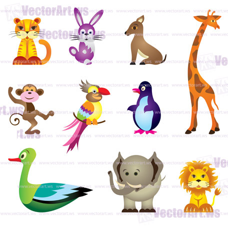 Wild animals toys - vector illustration