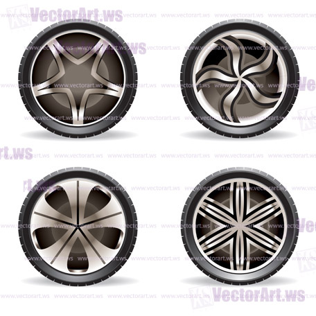 Aluminum rims set - vector illustration